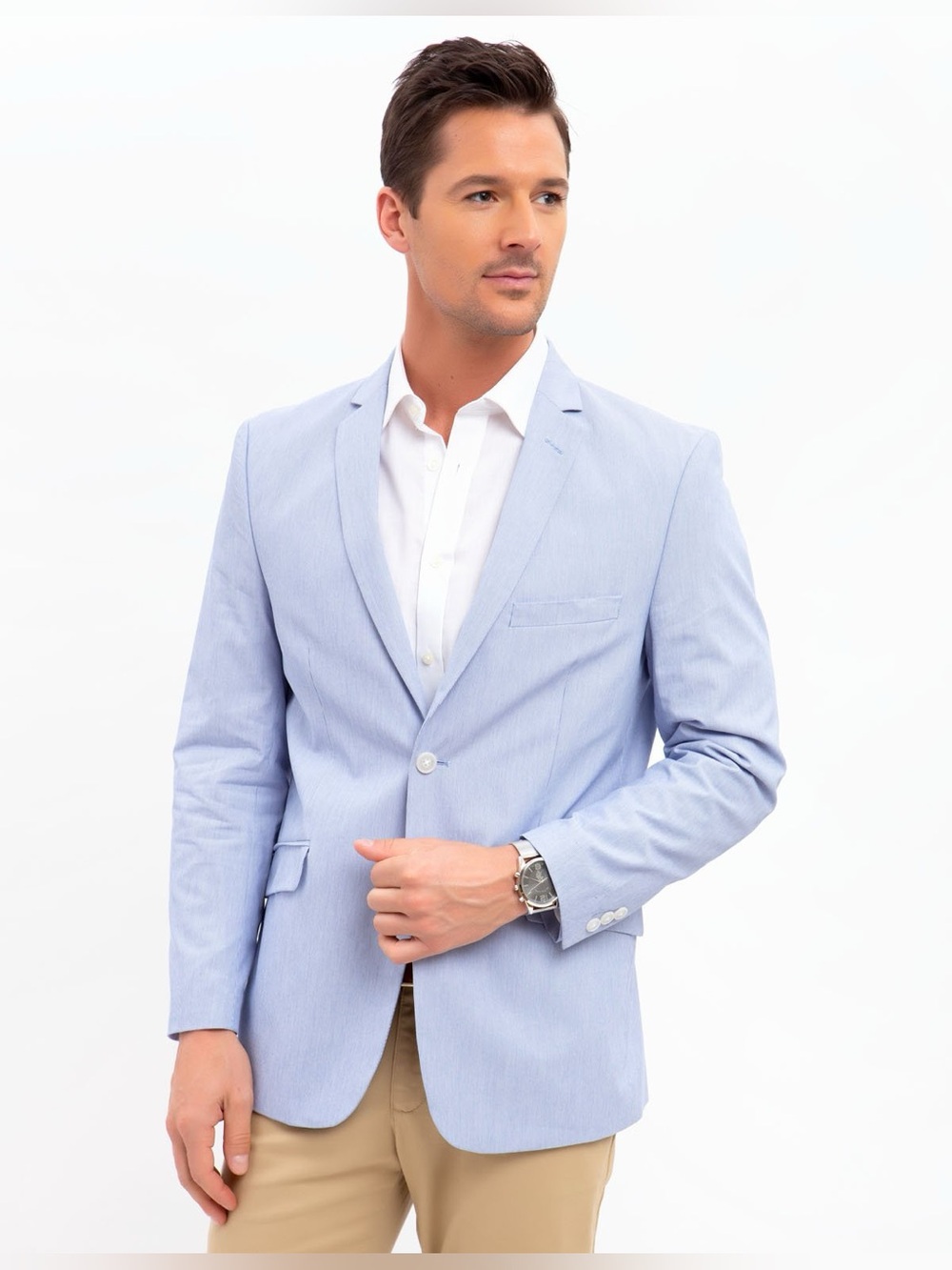 NWT U.S. Polo Assn. Men's Blue Pinfeather Stripe Sport Coat Blazer 46L"